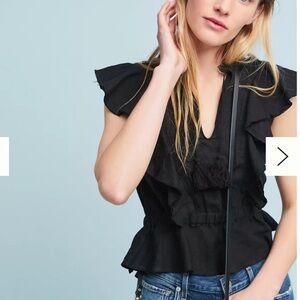 McGuire Black ruffle peplum Tata Top